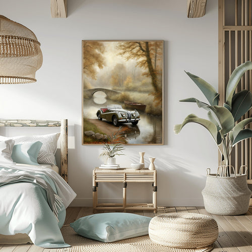 1950 British Racing Roadster - Misty River Edition | Poster - Canvas - Framed Canvas - AquilVision