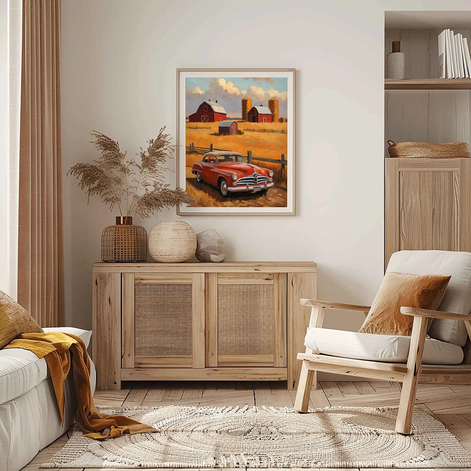 1953 Starlight Coupe Farmhouse Sunset Kunstdruck | Vintage Ländliches Americana