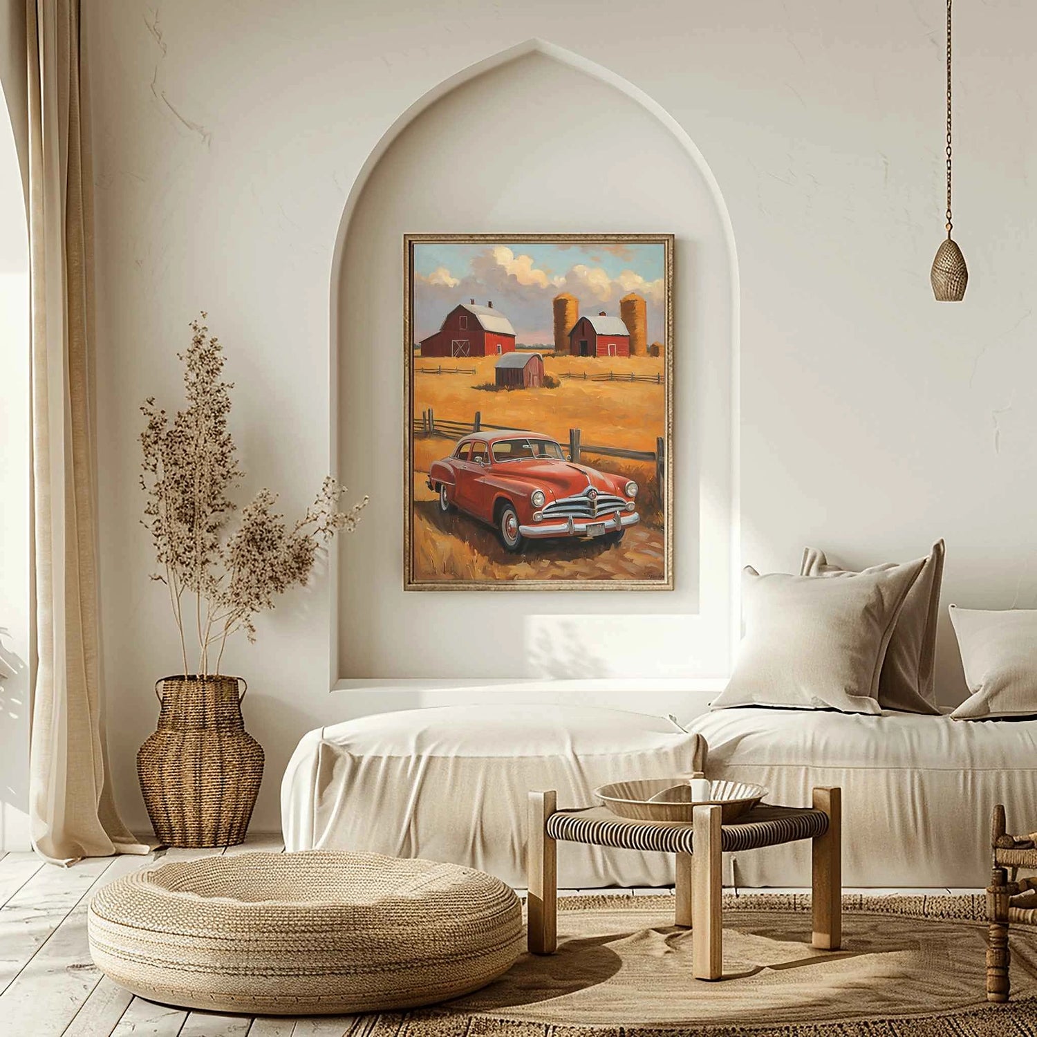 1953 Starlight Coupe Farmhouse Sunset Kunstdruck | Vintage Ländliches Americana