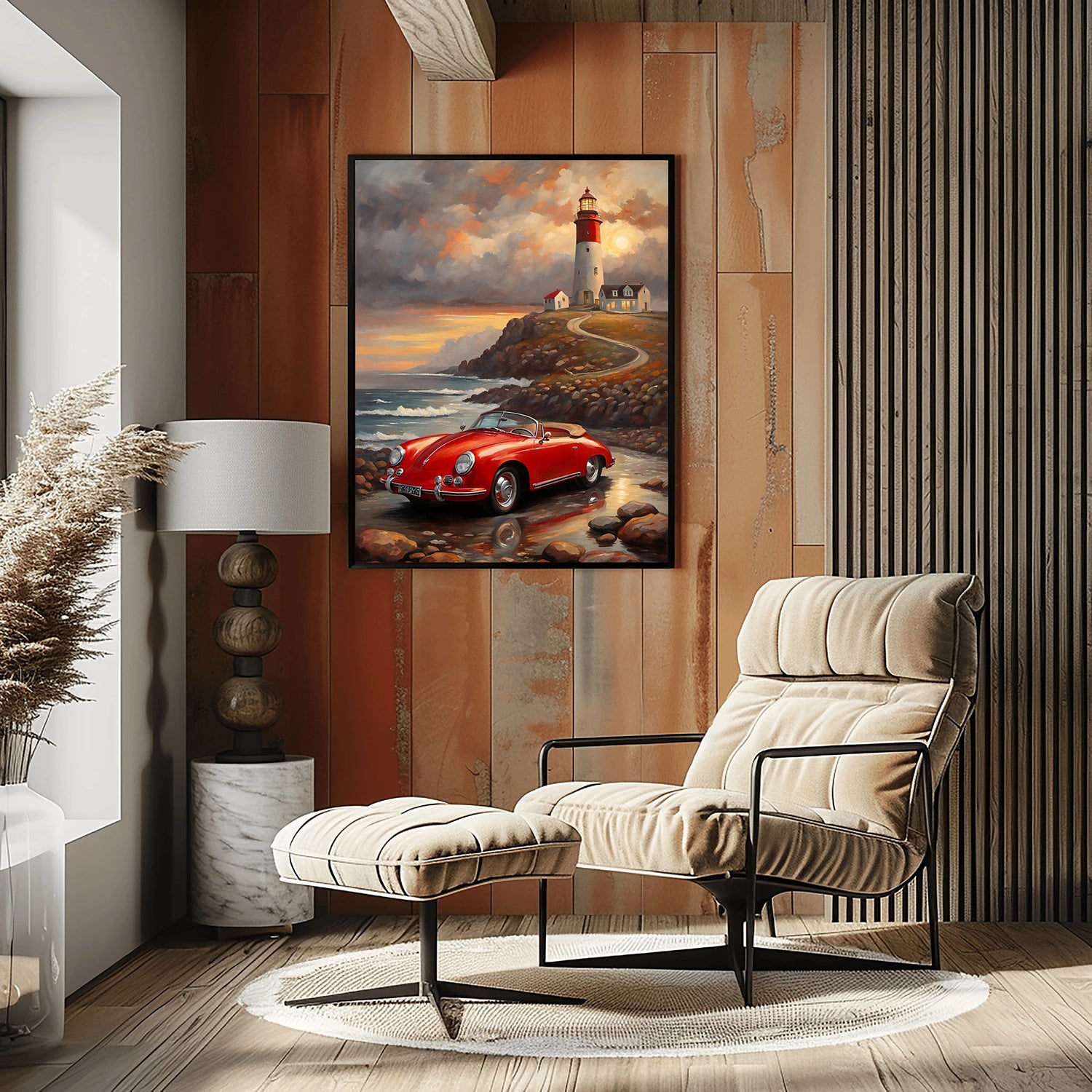 1956 German Speedster Icon – Lighthouse Edition | Poster auf Leinwand
