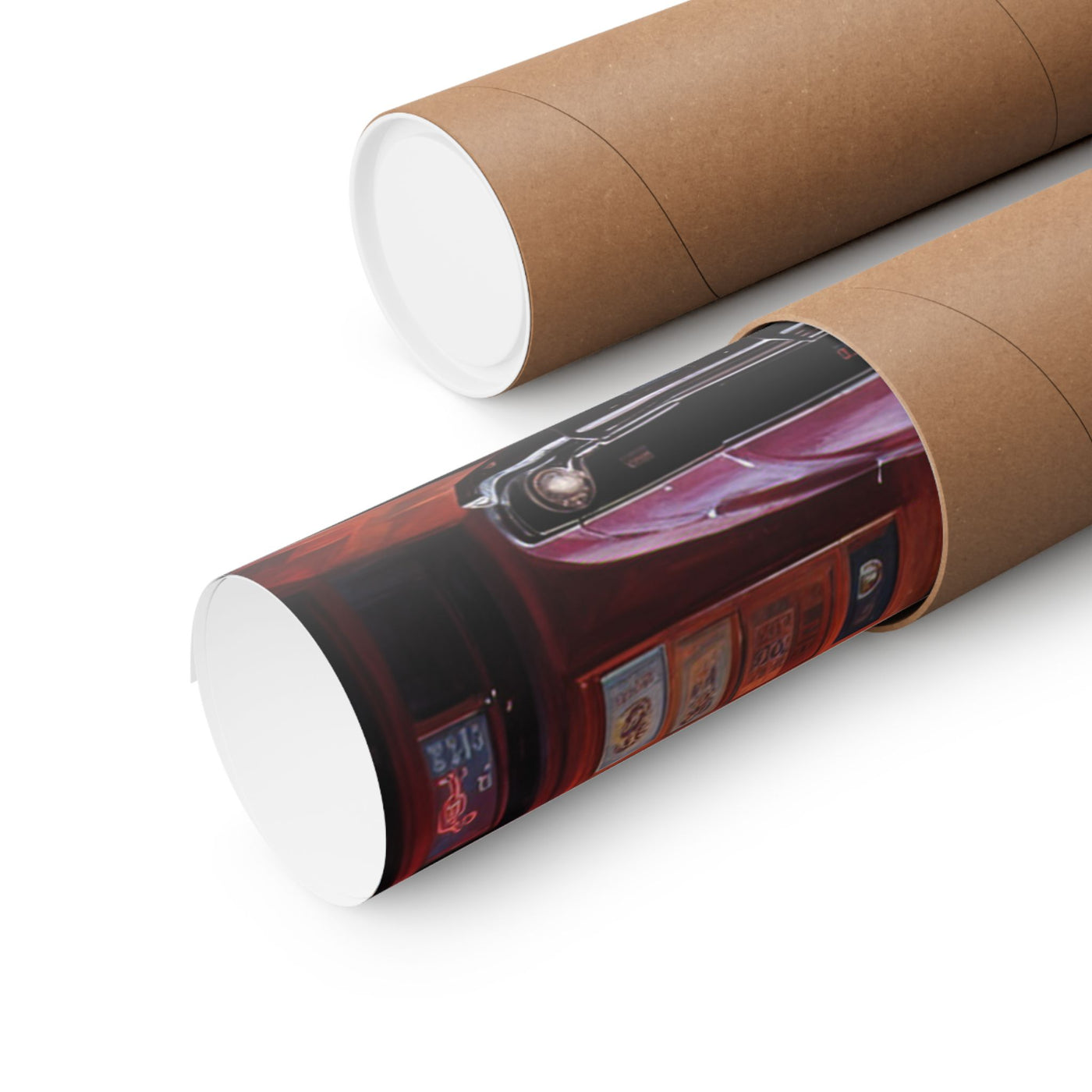 1960s Vintage Car poster featuring a classic design rolled in a cardboard tube