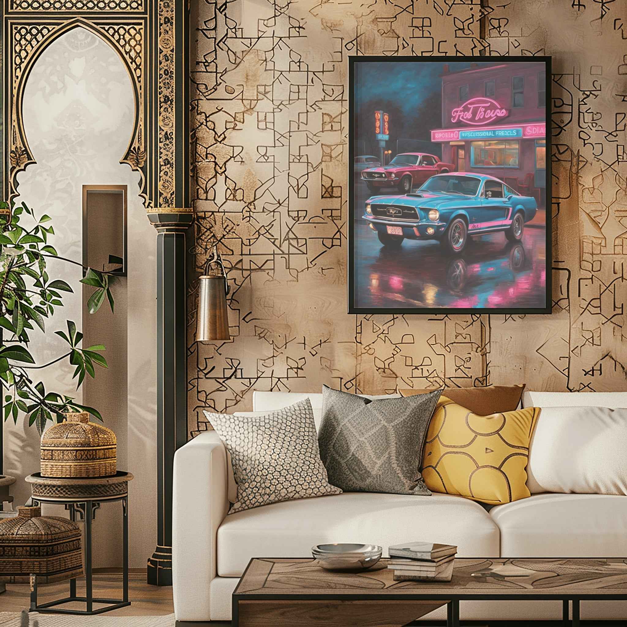 1967 Fastback Legends - Retro Neon Diner Edition | Poster - Canvas - Framed Canvas