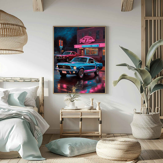 1967 Fastback Legends - Retro Neon Diner Edition | Poster - Canvas - Framed Canvas