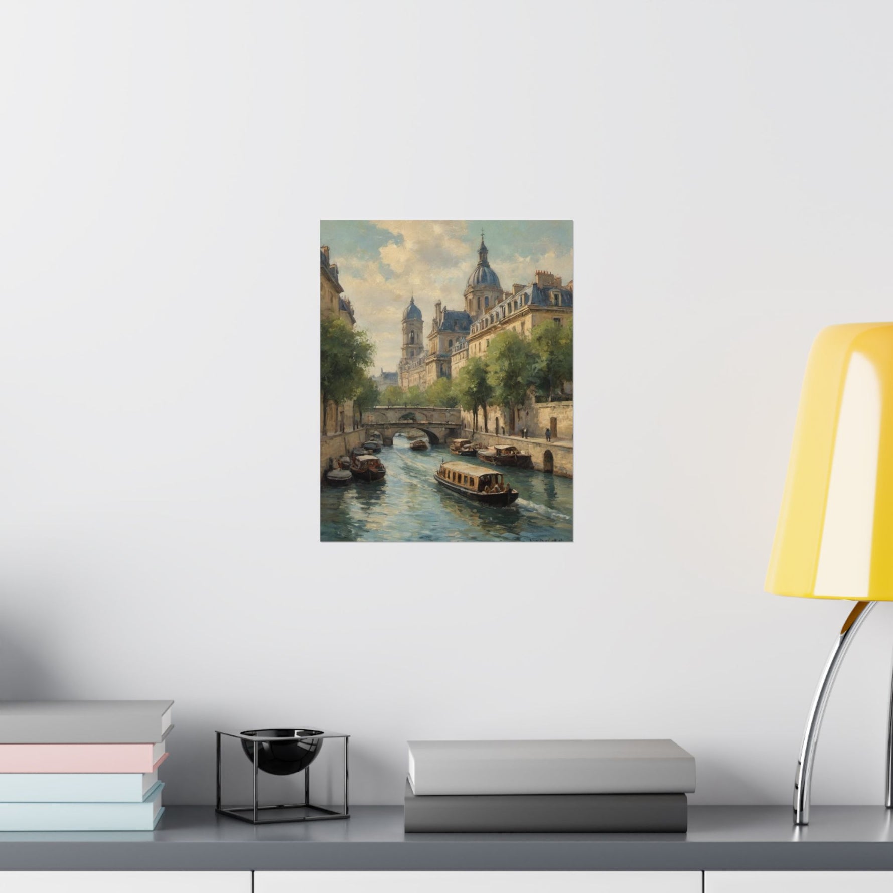 Paris Riverboat Matte Poster — Vintage European Cityscape Wall Art - AquilVision