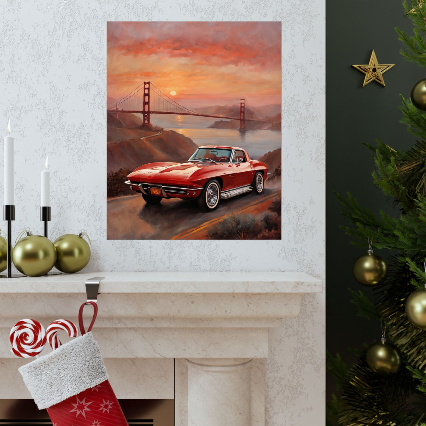 Retro Car Art Print, Matte Vertical Poster, Classic Car Decor, Wall Art, Gift for Car Lovers, Retro Home Decor Printify