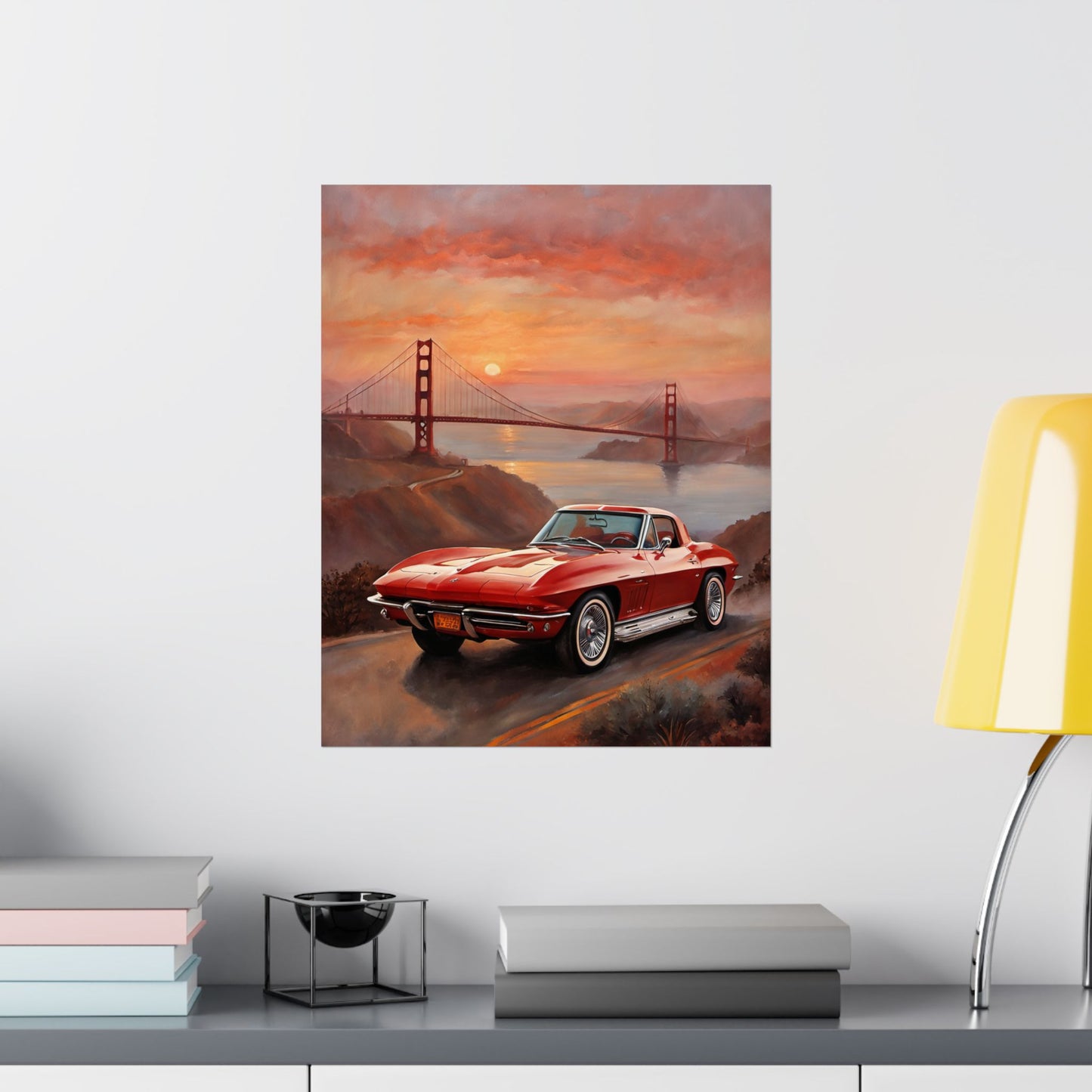 Retro Car Art Print, Matte Vertical Poster, Classic Car Decor, Wall Art, Gift for Car Lovers, Retro Home Decor Printify