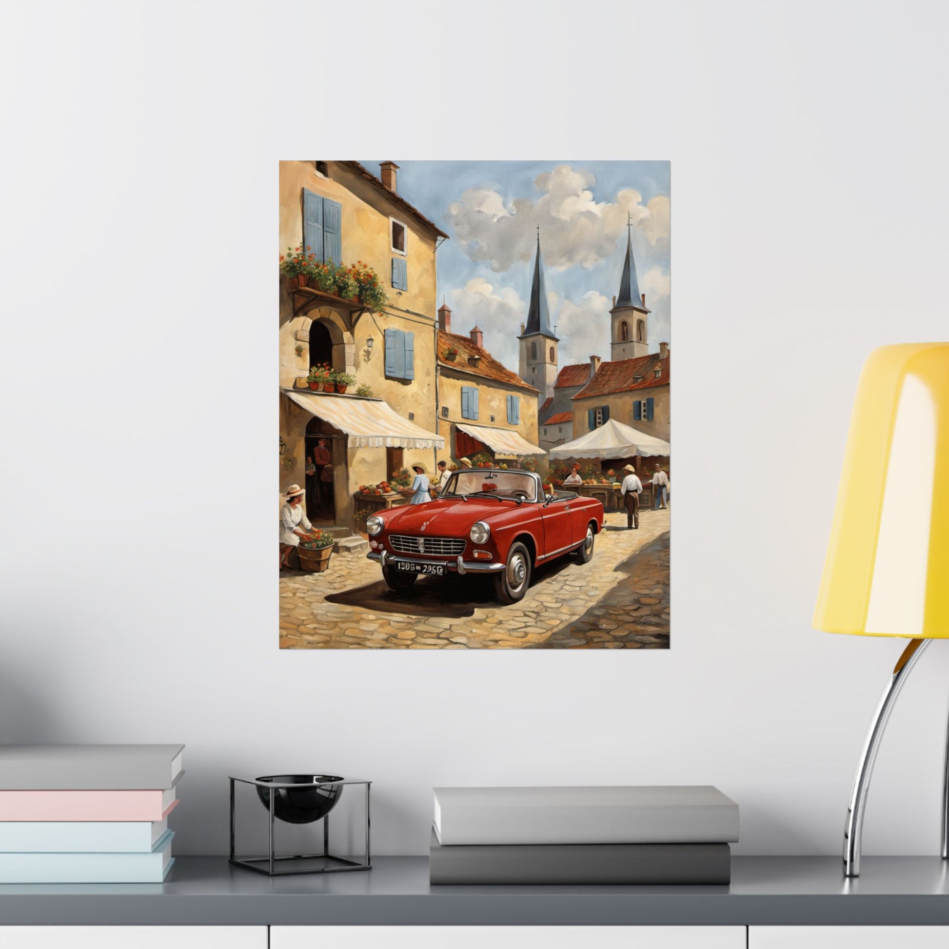 Charming Vintage Car Vertical Poster, French Village Decor, Nostalgic Wall Art, Home Gallery, Gift for Car Lovers, Unique Interior [...] Printify