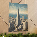 Vintage Cityscape Poster — Transamerica Pyramid Matte Vertical Print - AquilVision