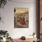 San Francisco Cable Car Poster — Vintage Coastal Cityscape Matte Vertical Print - AquilVision