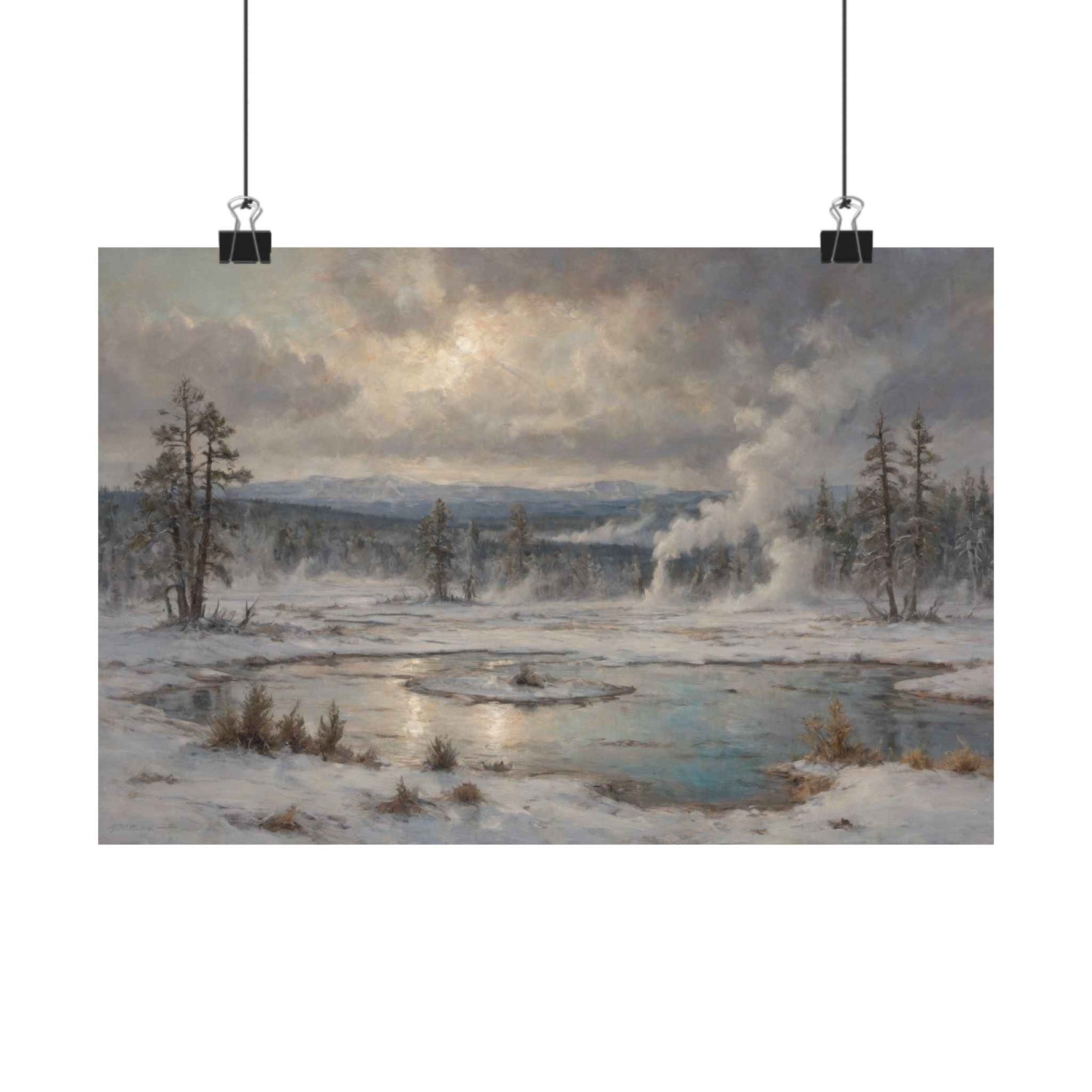 Winter Landscape Matte Poster — Serene Snowy Lake Art Print - AquilVision