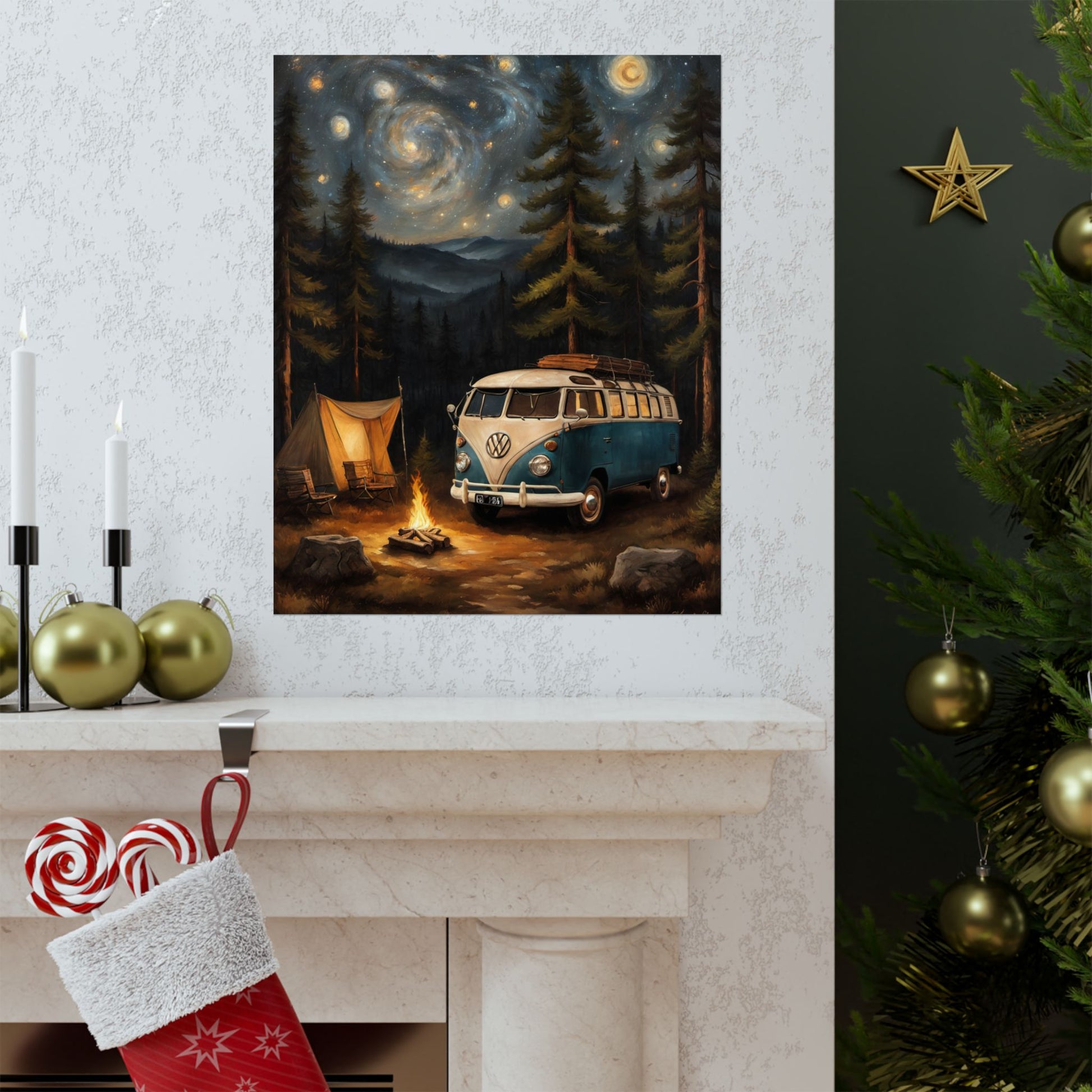 Vintage Camping Art Prints, Bohemian Decor for Nature Lovers, Retro Van Wall Art, Great for Adventure Enthusiasts, Ideal Gift for Explorers - AquilVision