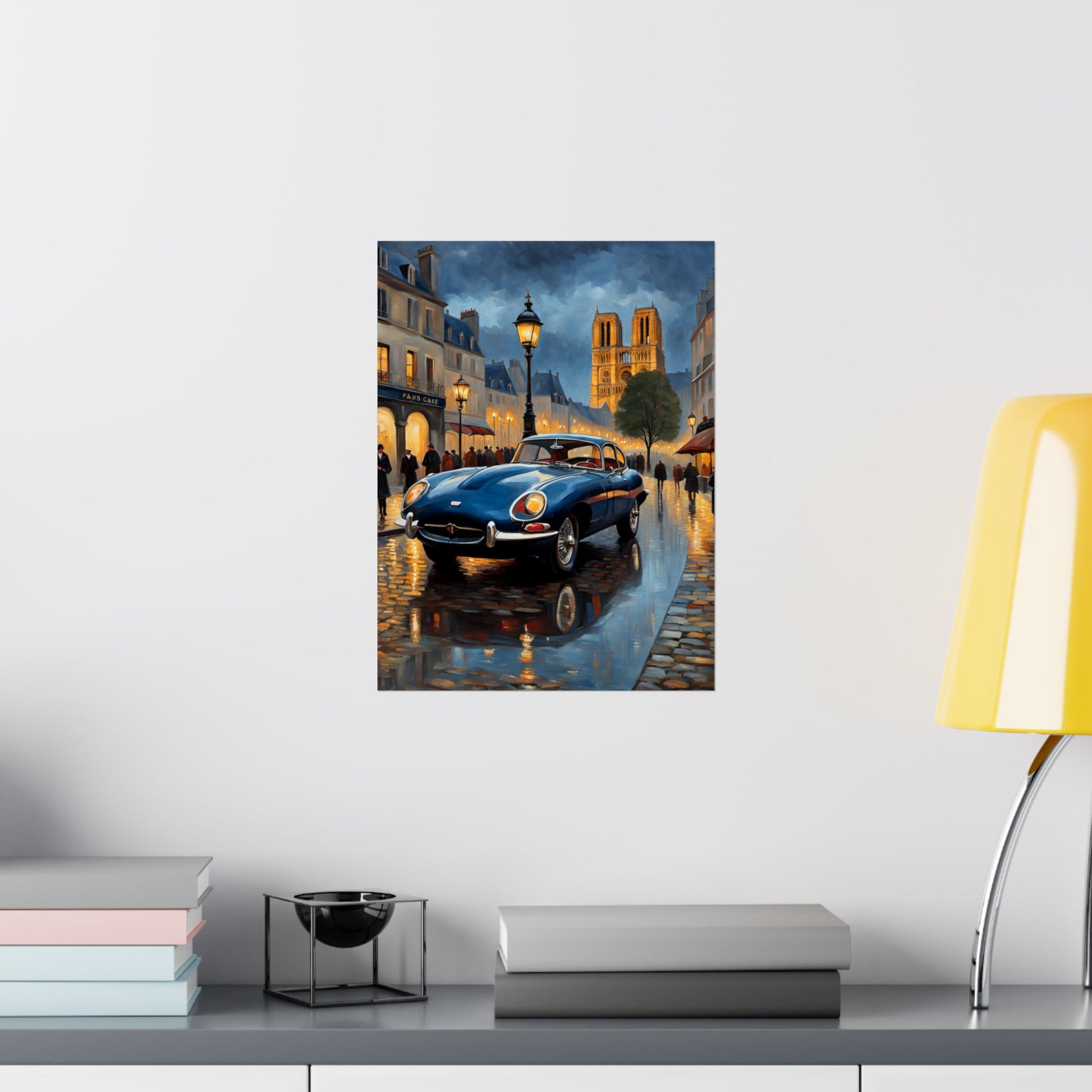 Vintage Car Poster, Paris Night Scene Art, Wall Decor, Classic Automobile Print, Gift for Car Lovers, Home Decoration - AquilVision