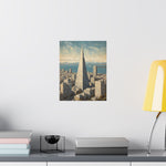 Vintage Cityscape Poster — Transamerica Pyramid Matte Vertical Print - AquilVision