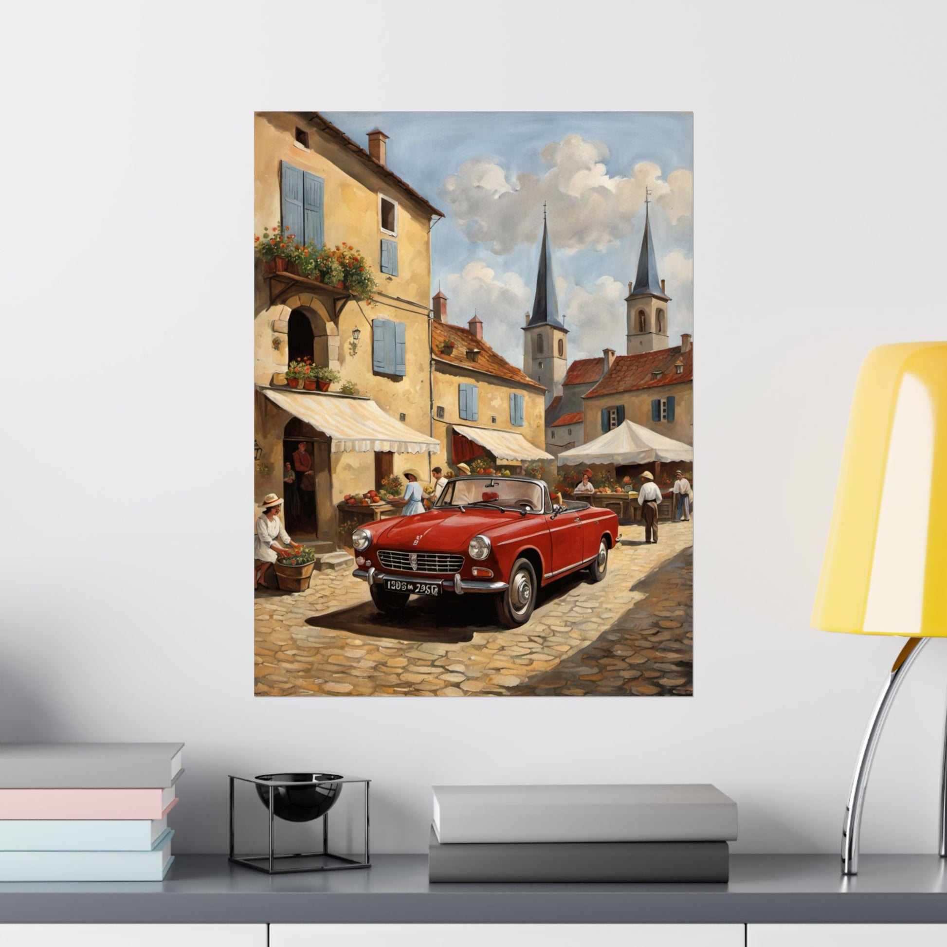 Charming Vintage Car Vertical Poster, French Village Decor, Nostalgic Wall Art, Home Gallery, Gift for Car Lovers, Unique Interior [...] Printify