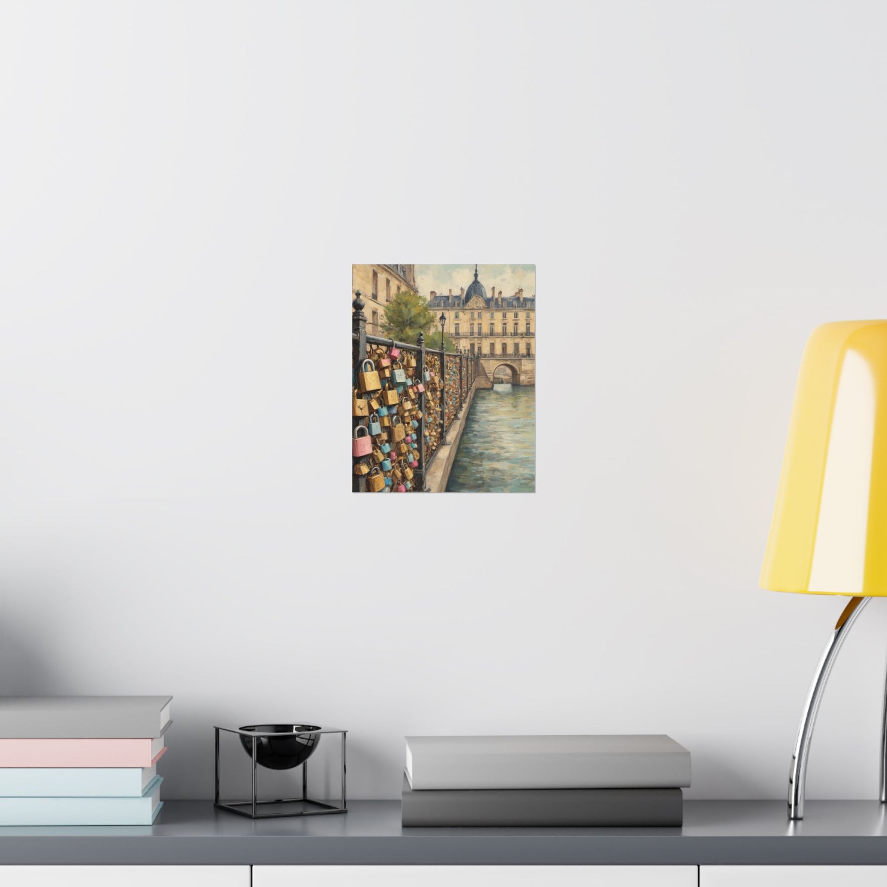 Paris Love Locks Matte Vertical Poster — Romantic Cityscape Wall Art - AquilVision