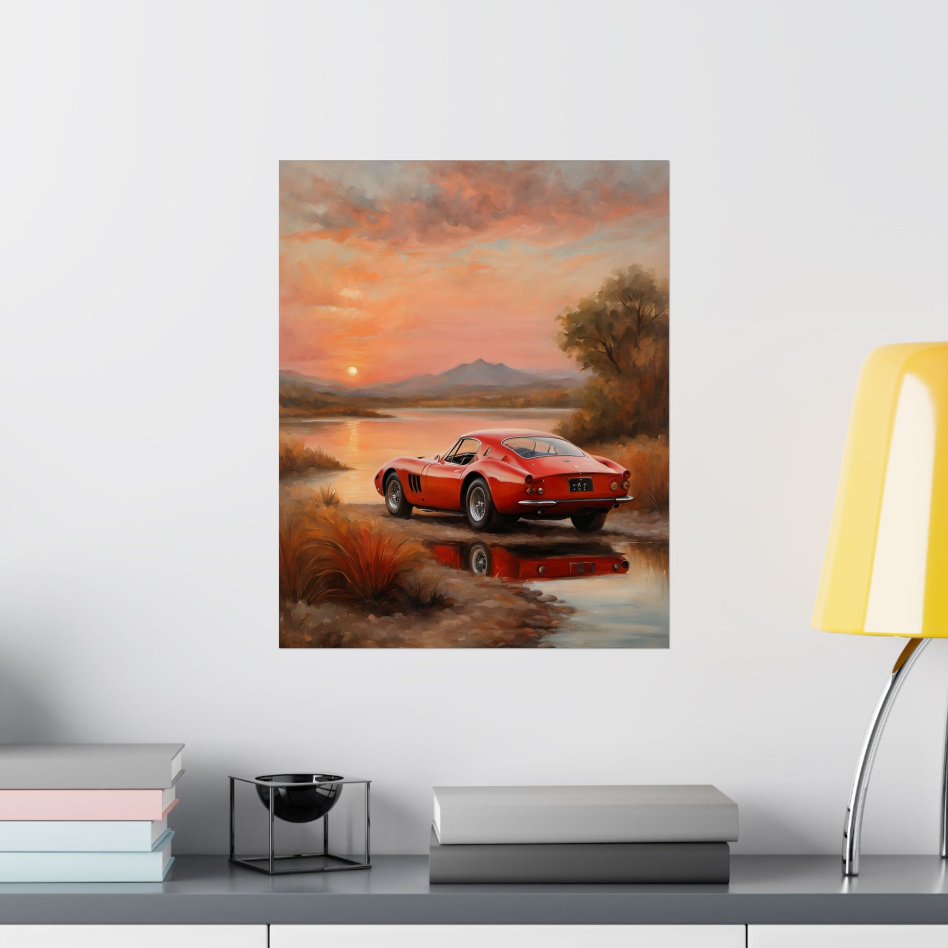 Scenic Car Wall Art, Vintage Car Poster, Automotive Decor, Nature Artwork, Gift for Him, Room Aesthetic, Classic Car Print Printify