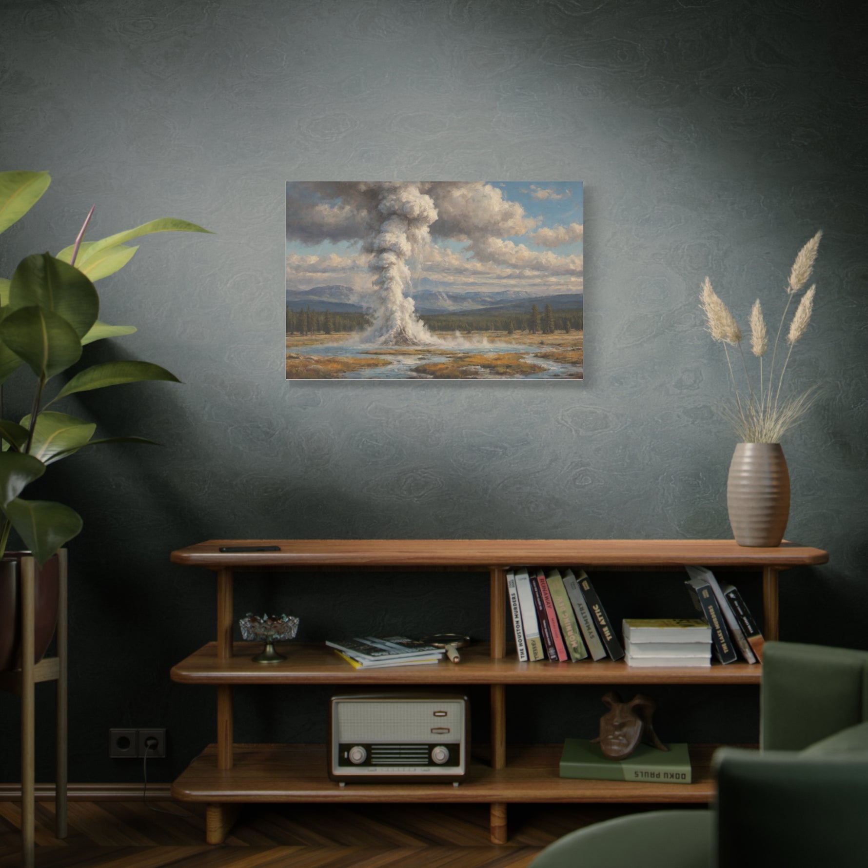 Geyser Landscape Canvas Print — Yellowstone Steam Eruption Wall Art - AquilVision