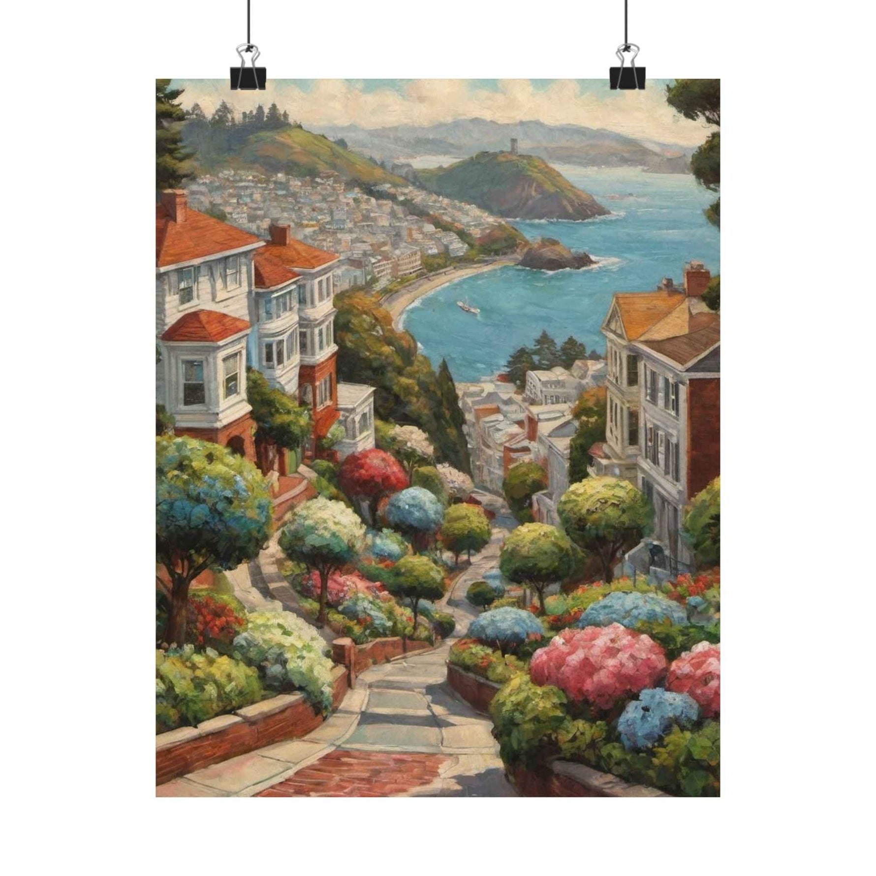 Coastal Garden Street Matte Poster — Scenic San Francisco Bay Print - AquilVision