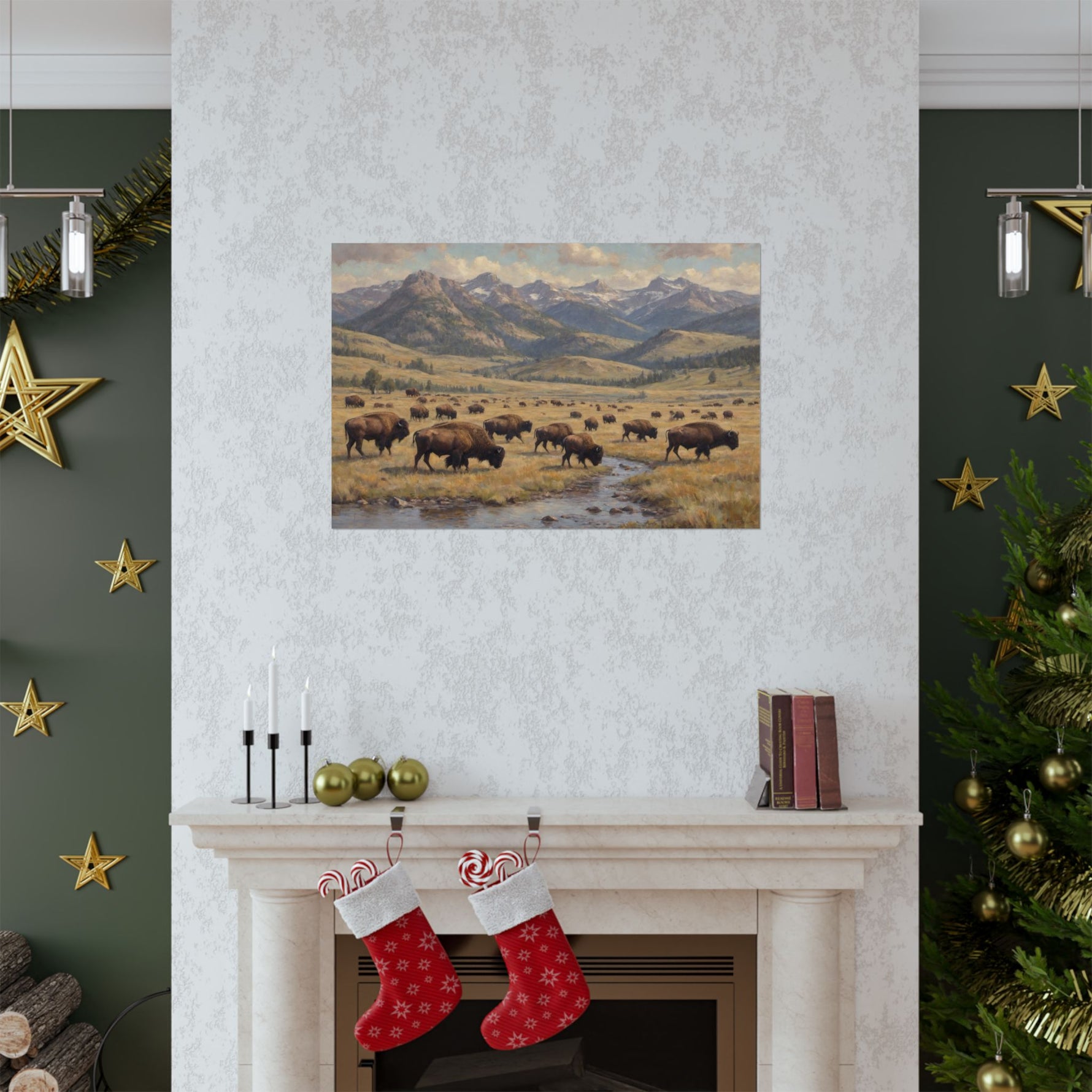 Bison Prairie Yellowstone Matte Poster — Horizontal Wildlife Wall Art - AquilVision