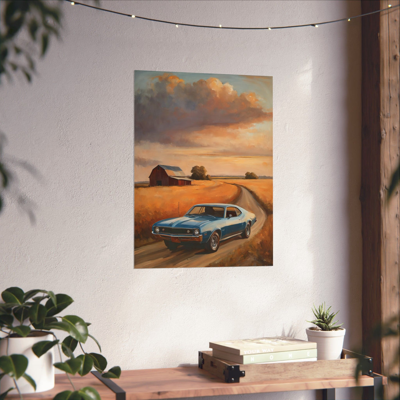 Vintage Car Landscape Poster Art | AJ68 Collection Printify