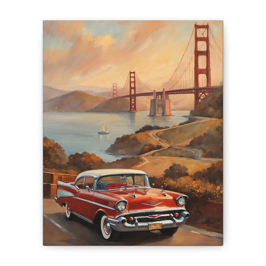 Vintage Car Wall Art Print, Retro Canvas for Home Decor, Classic Cars Art, Gift for Car Lovers, Nostalgic Travel Decor