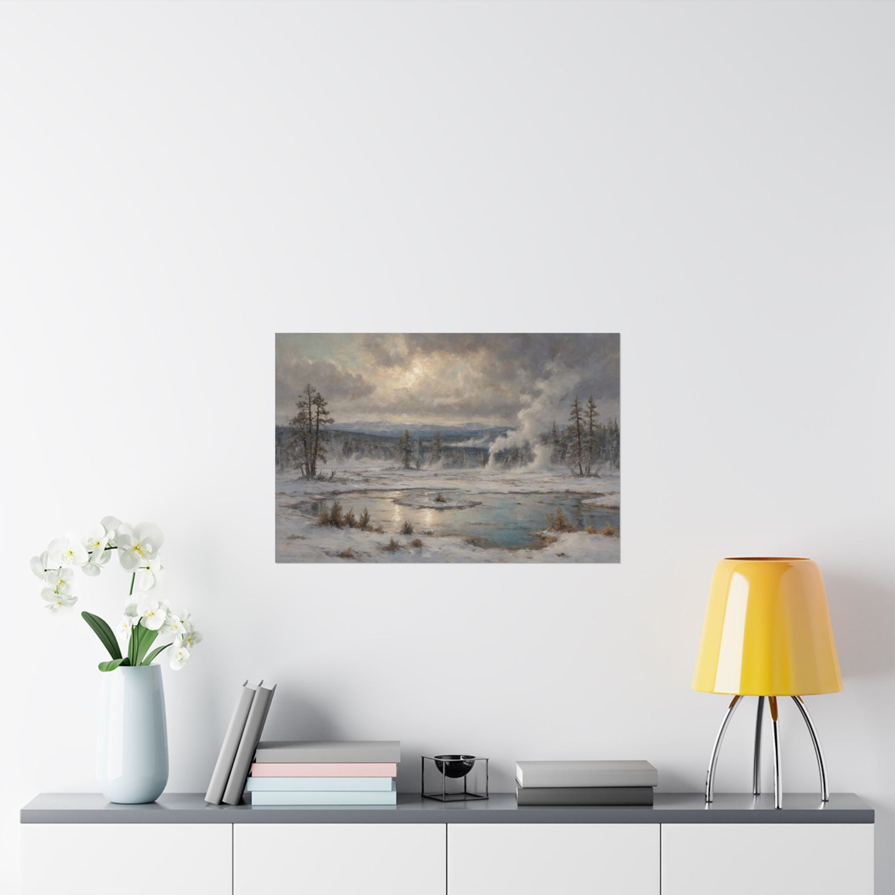 Winter Landscape Matte Poster — Serene Snowy Lake Art Print - AquilVision