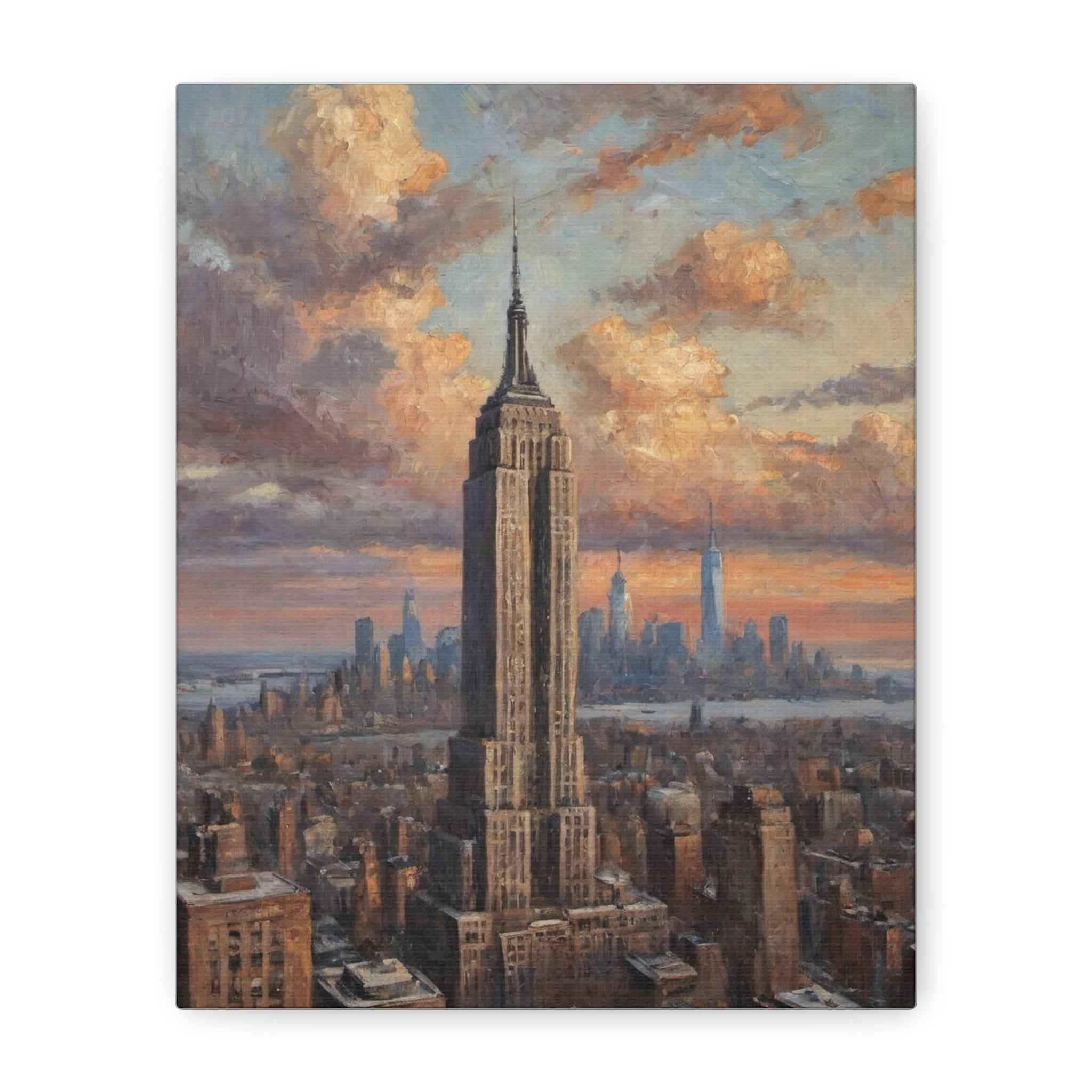 Empire State Building Cityscape Canvas Wall Art — Matte Stretched NYC Skyline