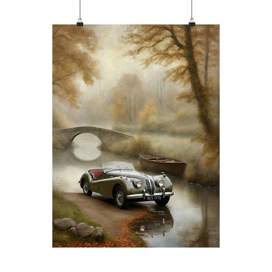 Vintage Car Landscape Poster, Matte Wall Art for Home Decor, Perfect Gift for Car Enthusiasts, Vintage Style Wall Decor, Scenic Prints