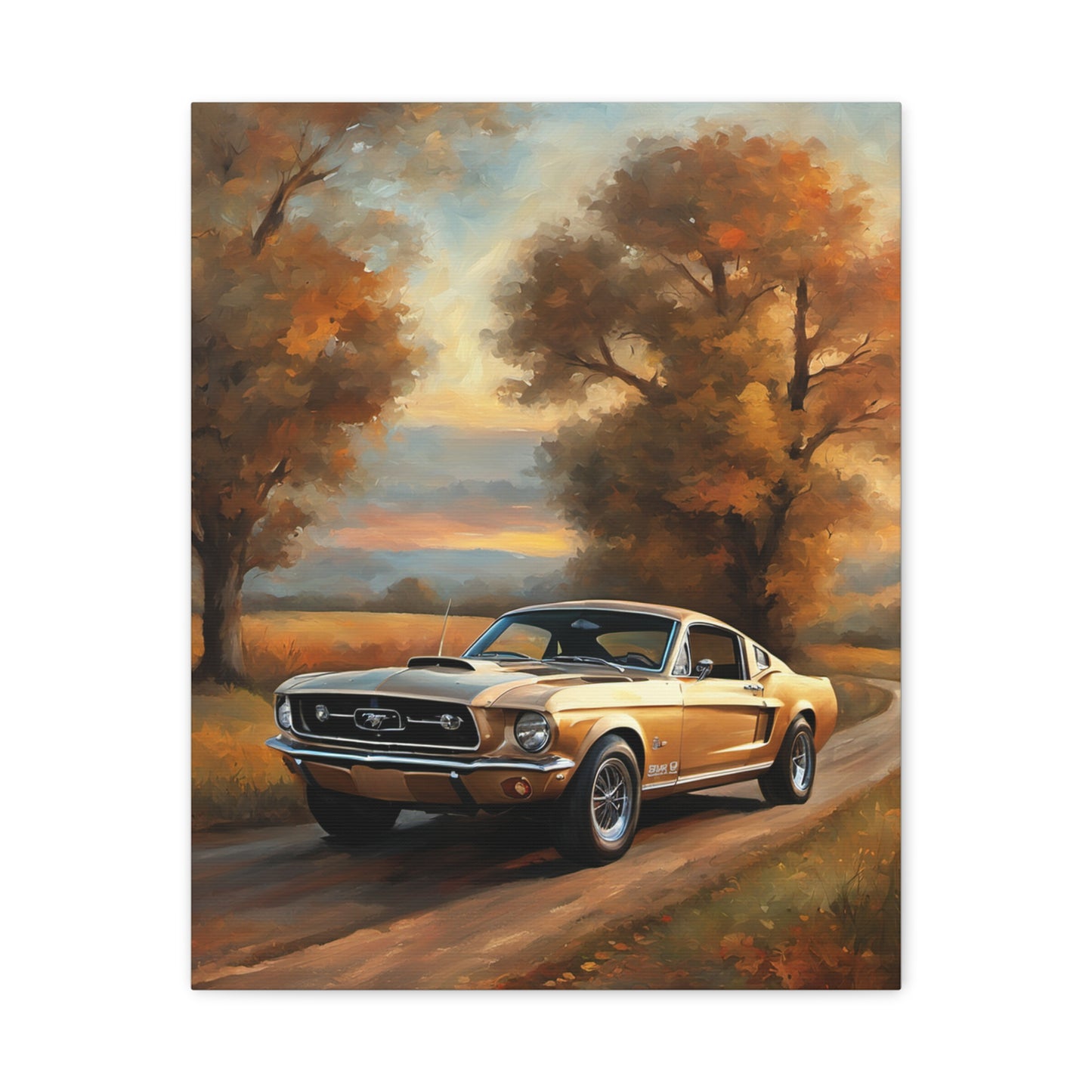Vintage Countryside Muscle Car Art Print – 18x24 in Canvas