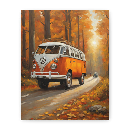 Autumn Van Canvas Print | Vintage Art for Home Decor, Wall Art, Gift for Van Lovers, Nature Decor, Retro Style, Fall Aesthetic
