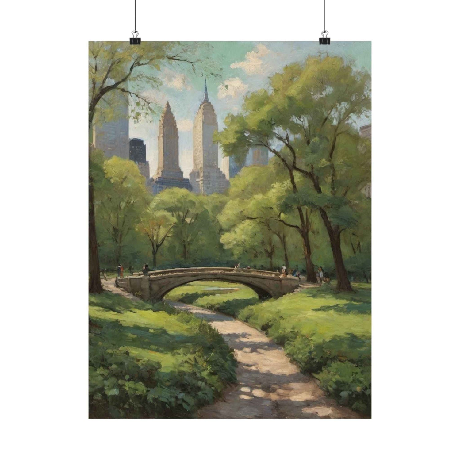 Central Park Bridge Matte Poster — Vintage NYC Landscape Wall Art
