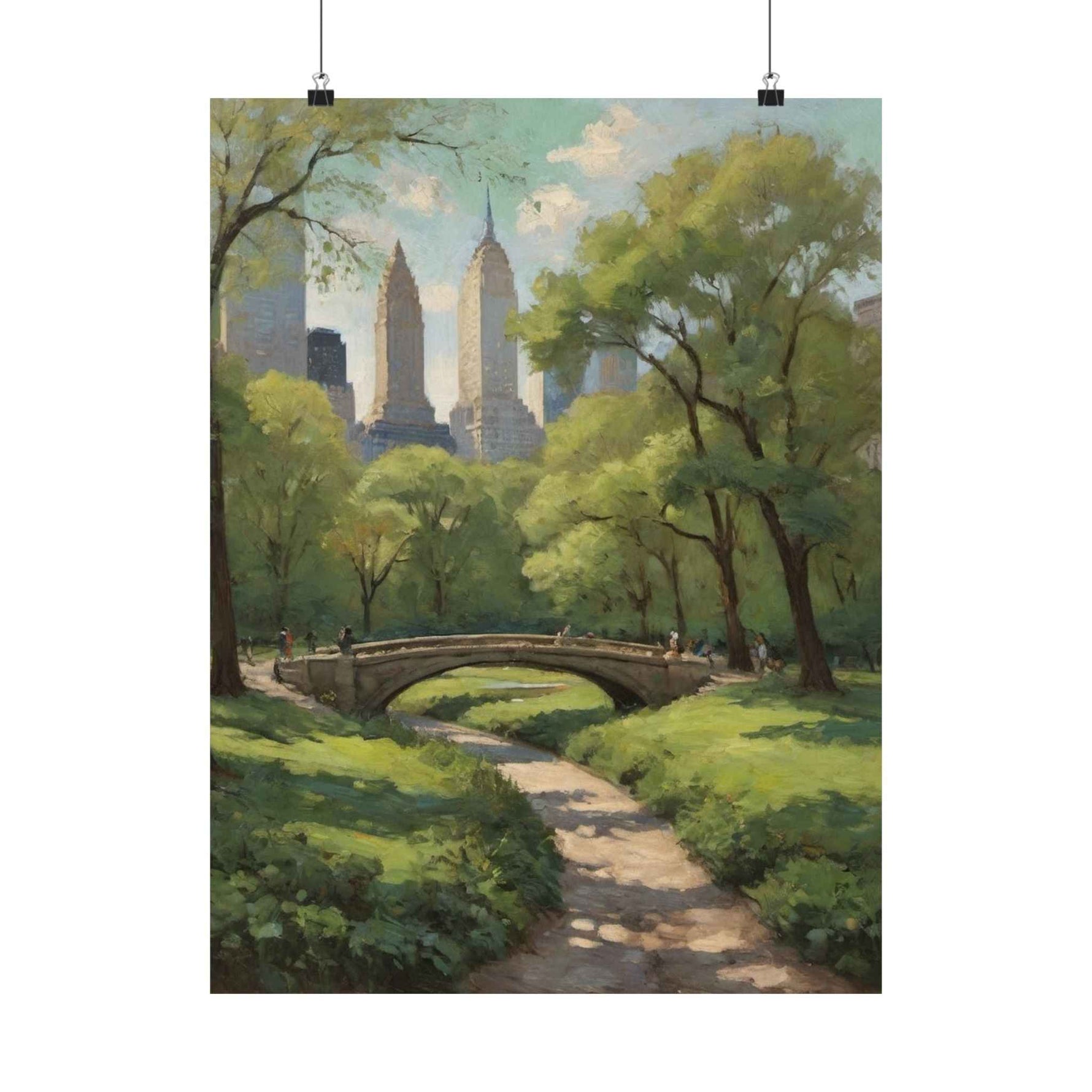 Central Park Bridge Matte Poster — Vintage NYC Landscape Wall Art