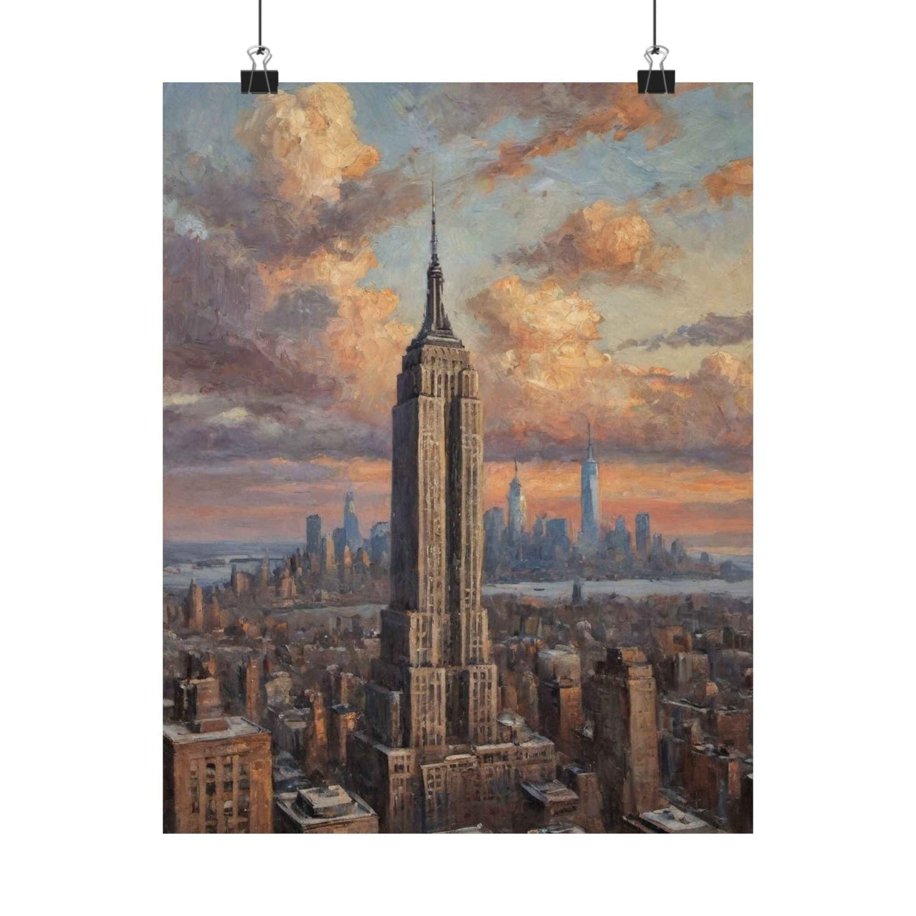 Empire State Sunset Poster — Matte Vertical NYC Skyline Art Print