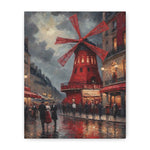 Paris Street Scene Canvas Print — Red Moulin Windmill Matte Stretched Wall Art - AquilVision