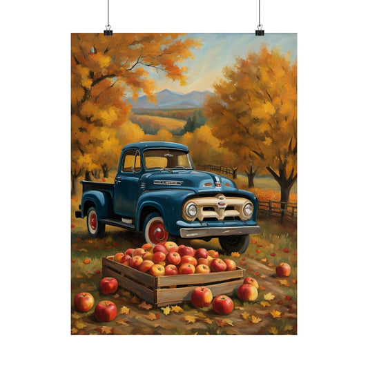 Rustic Autumn Poster, Vintage Truck Wall Art, Cozy Home Decor, Seasonal Decor, Farmhouse Style