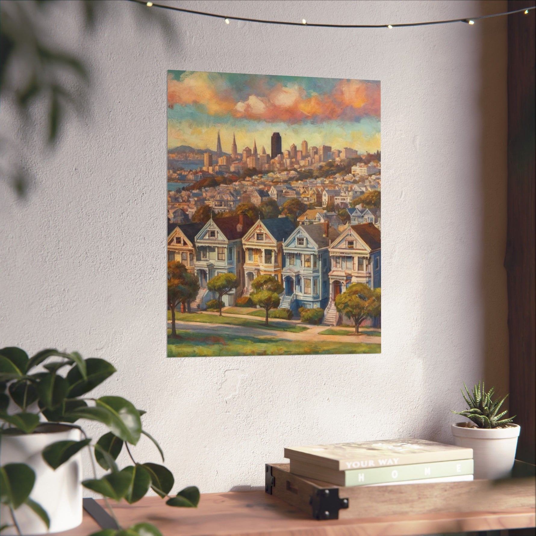 San Francisco Painted Row Houses Matte Poster — Vintage Cityscape Wall Art - AquilVision