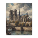 Notre Dame Riverbank Matte Canvas Wall Art — Classic Parisian Cathedral Print - AquilVision