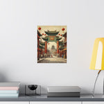 Chinese Street Archway Matte Poster — Vintage Pagoda Lantern Travel Art - AquilVision