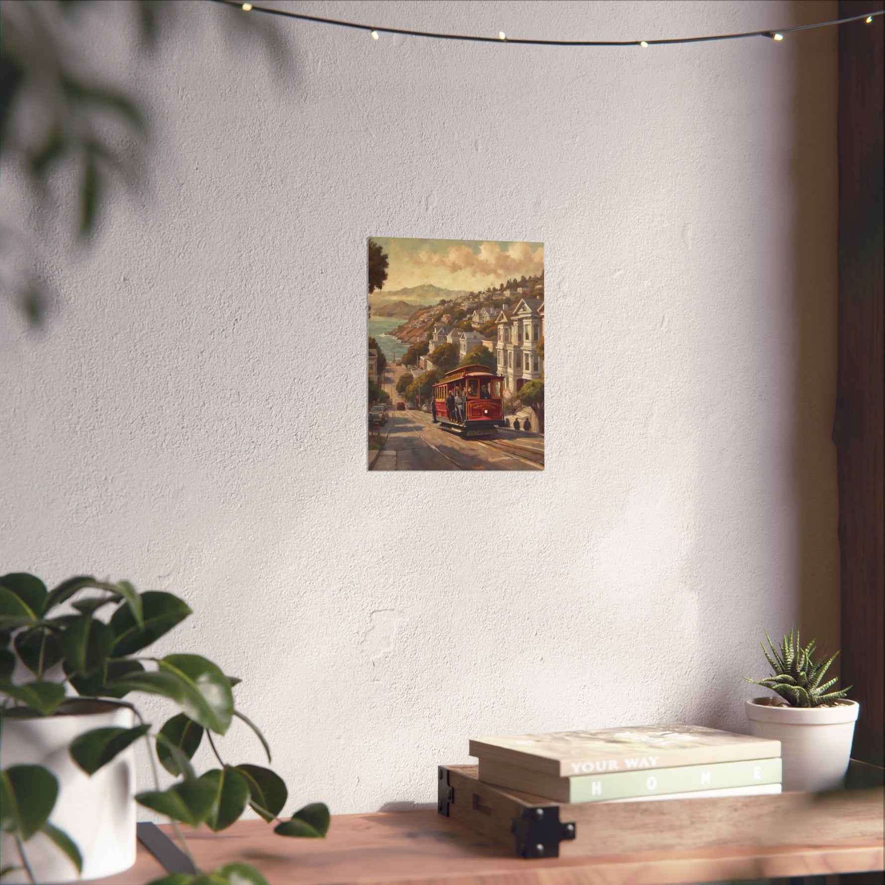 San Francisco Cable Car Poster — Vintage Coastal Cityscape Matte Vertical Print - AquilVision