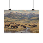 Bison Prairie Yellowstone Matte Poster — Horizontal Wildlife Wall Art - AquilVision