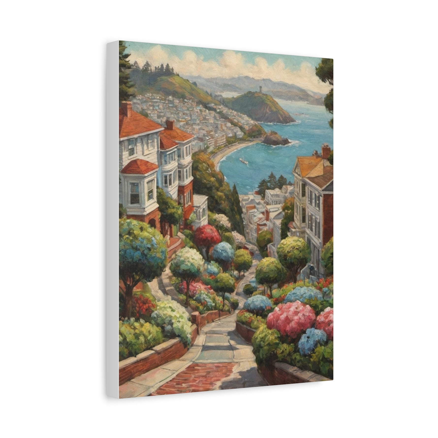 Coastal Garden Street Canvas Print — Stretched Matte Wall Art - AquilVision