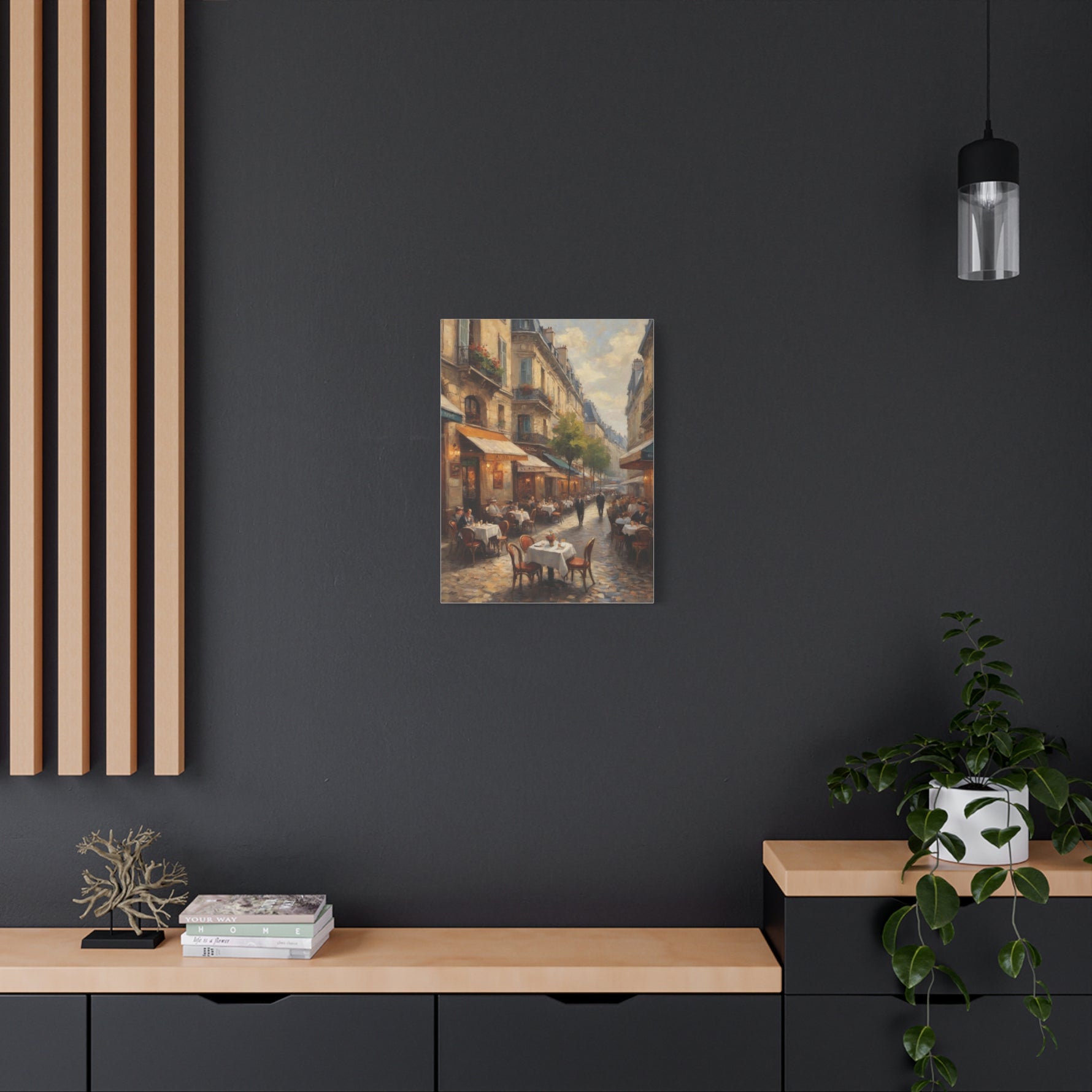 Paris Café Street Scene Matte Canvas Wall Art — Stretched 1.25" - AquilVision