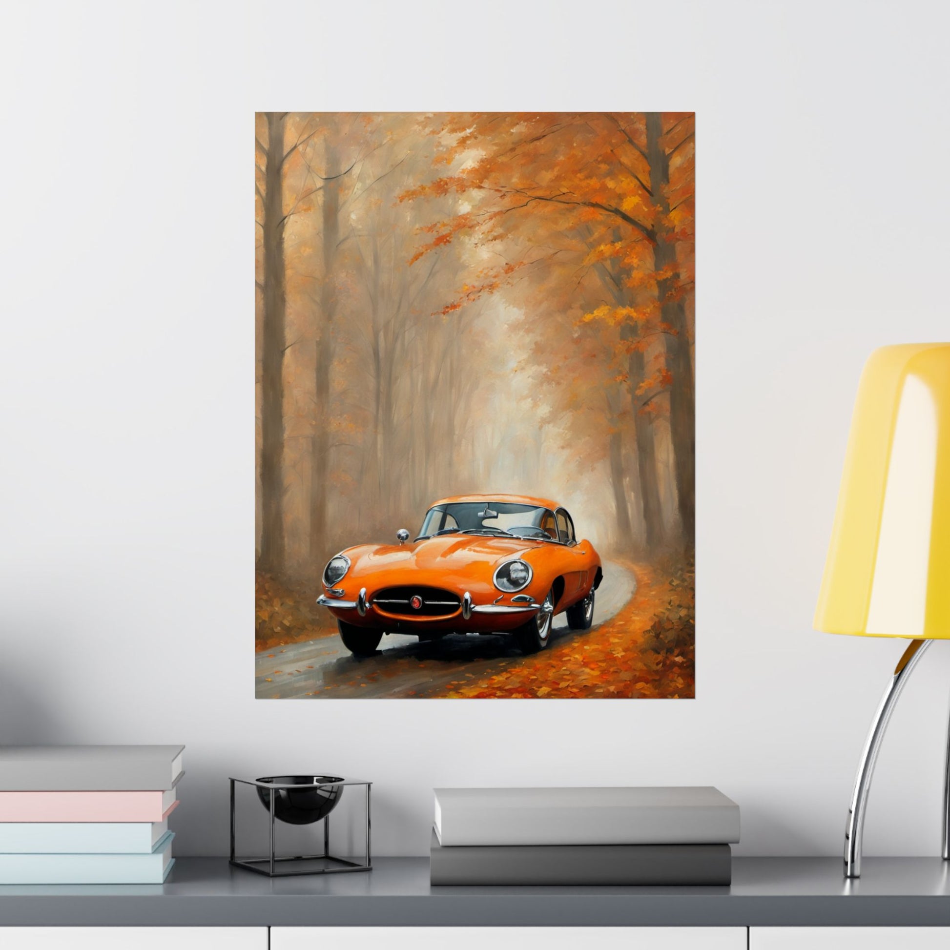 Vintage Car Autumn Matte Vertical Posters, Fall Wall Art, Home Decor, Gift for Car Lovers, Autumn Aesthetic - AquilVision