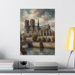Notre Dame Seine River Matte Poster — Vintage Paris Architecture Wall Art - AquilVision