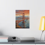 Golden Gate Bridge Sunset Poster - Matte Vertical Travel Wall Art - AquilVision
