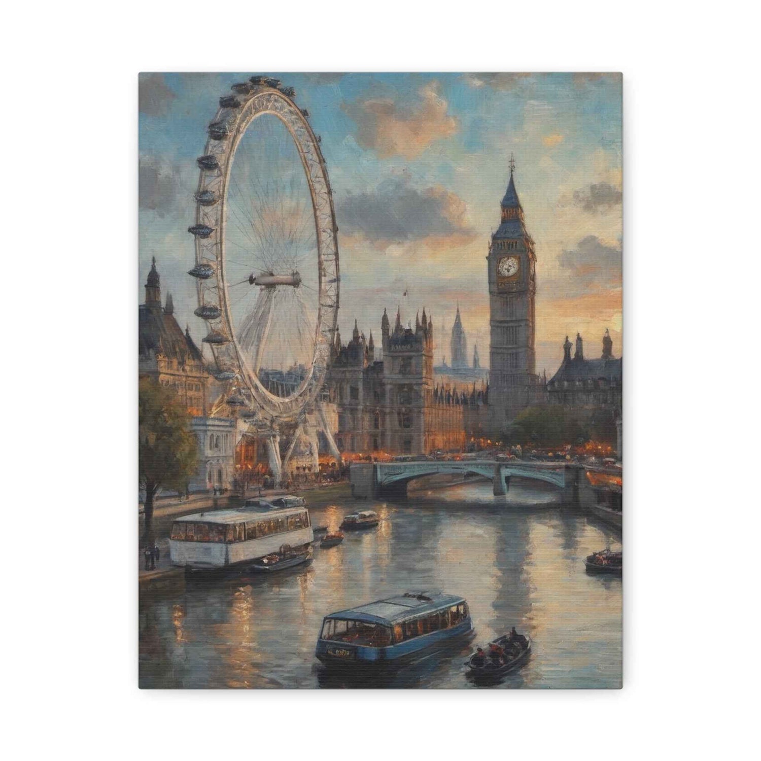 London Collection London Eye Matte Canvas, Stretched, 1.25"