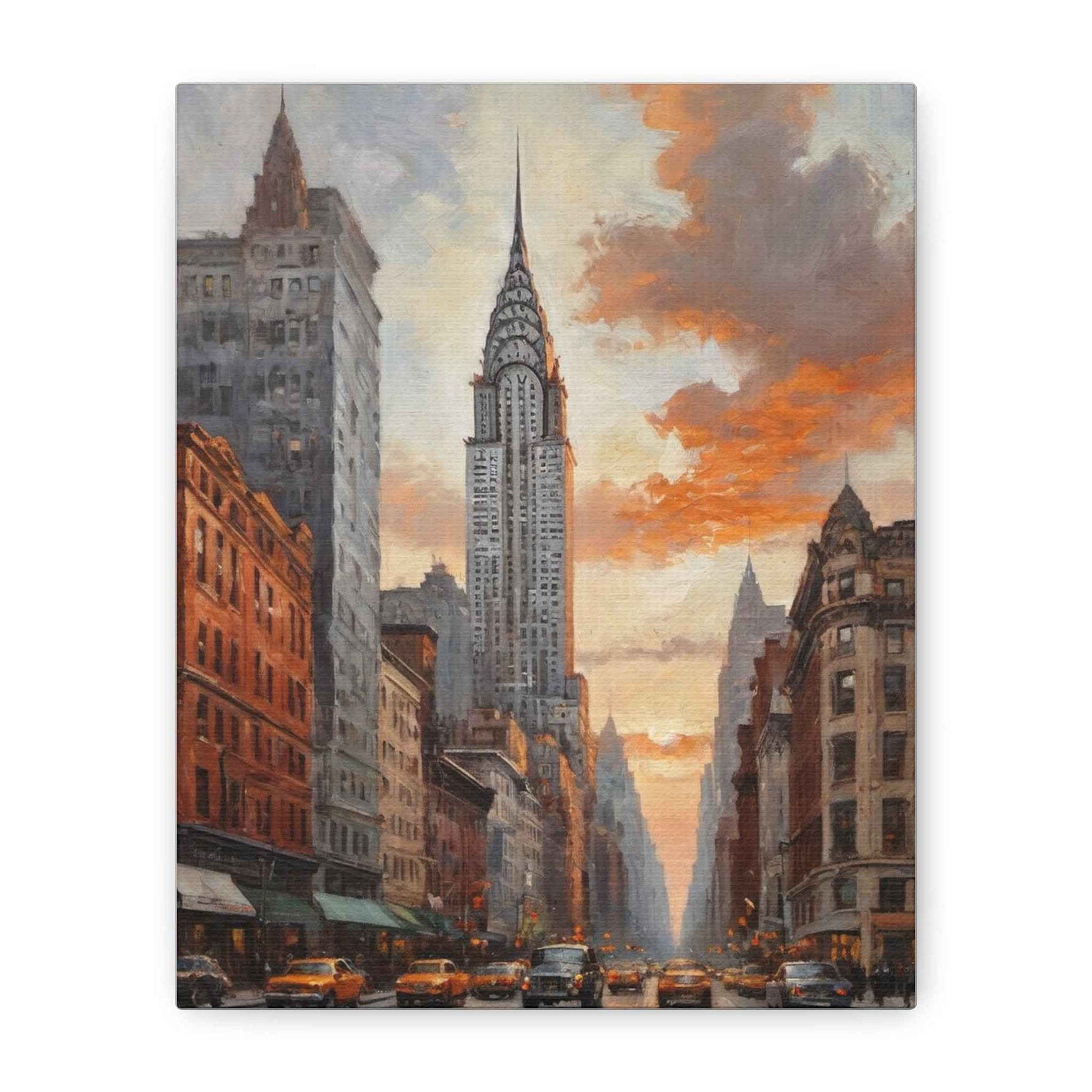 Chrysler Building Sunset Canvas Print — New York City Street Scene
