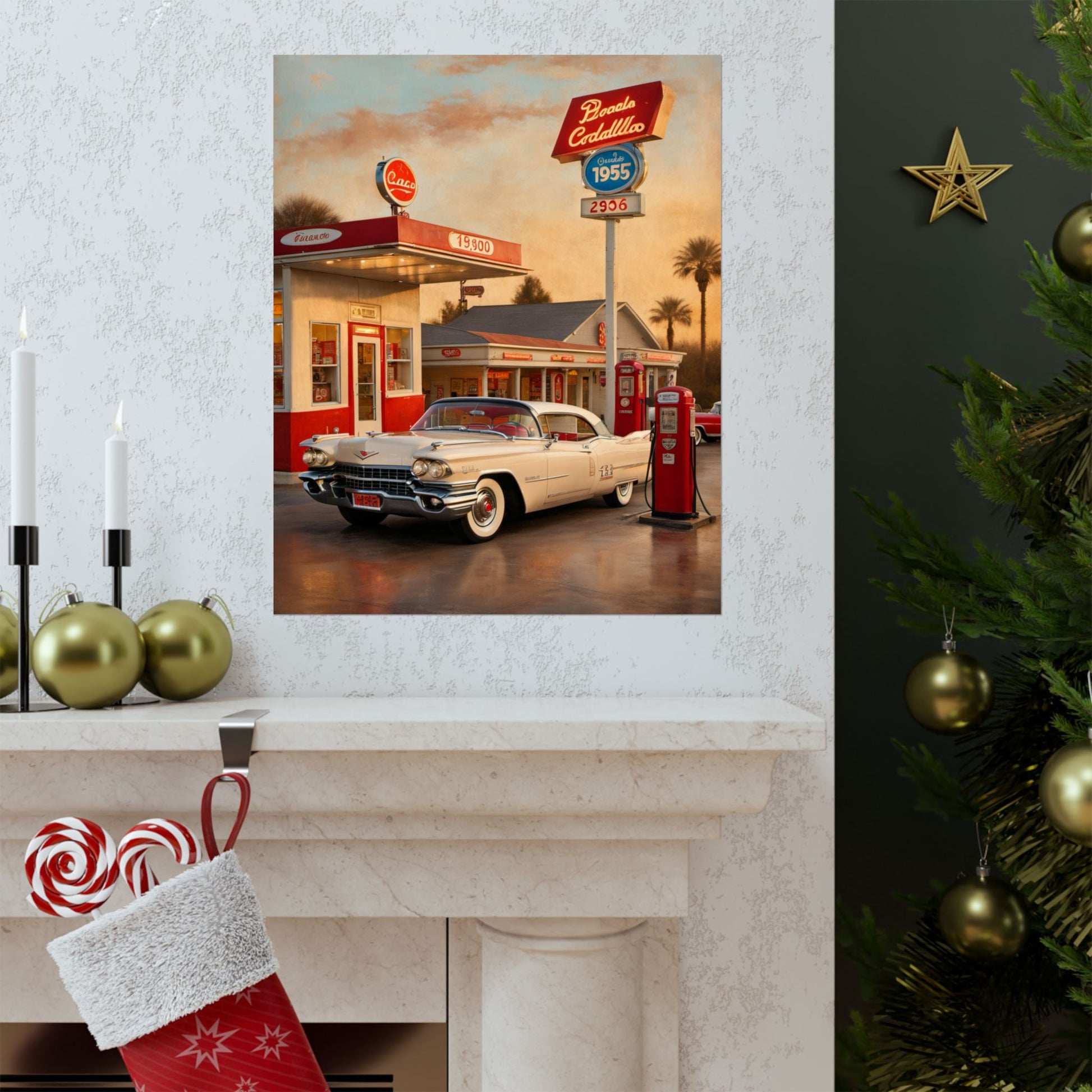 Retro Car Poster, Vintage Artwork, Classic Automobile Print, 1950s Decor, Nostalgic Wall Art - AquilVision