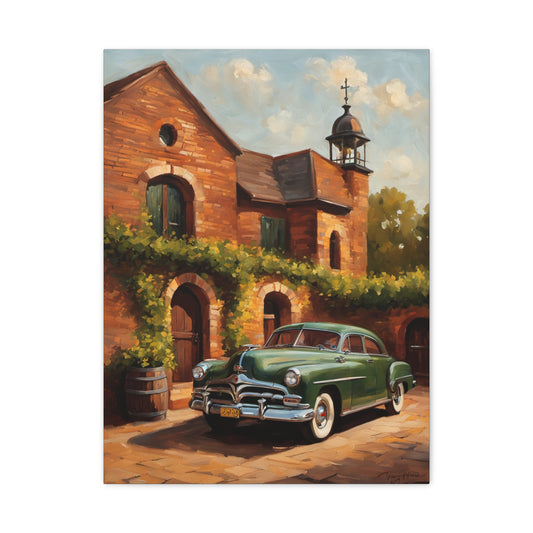 Vintage Car Wall Art - Rustic Home Decor, Canvas Print, Classic Automobile Artwork, Gift for Car Enthusiasts, Vintage Vibes