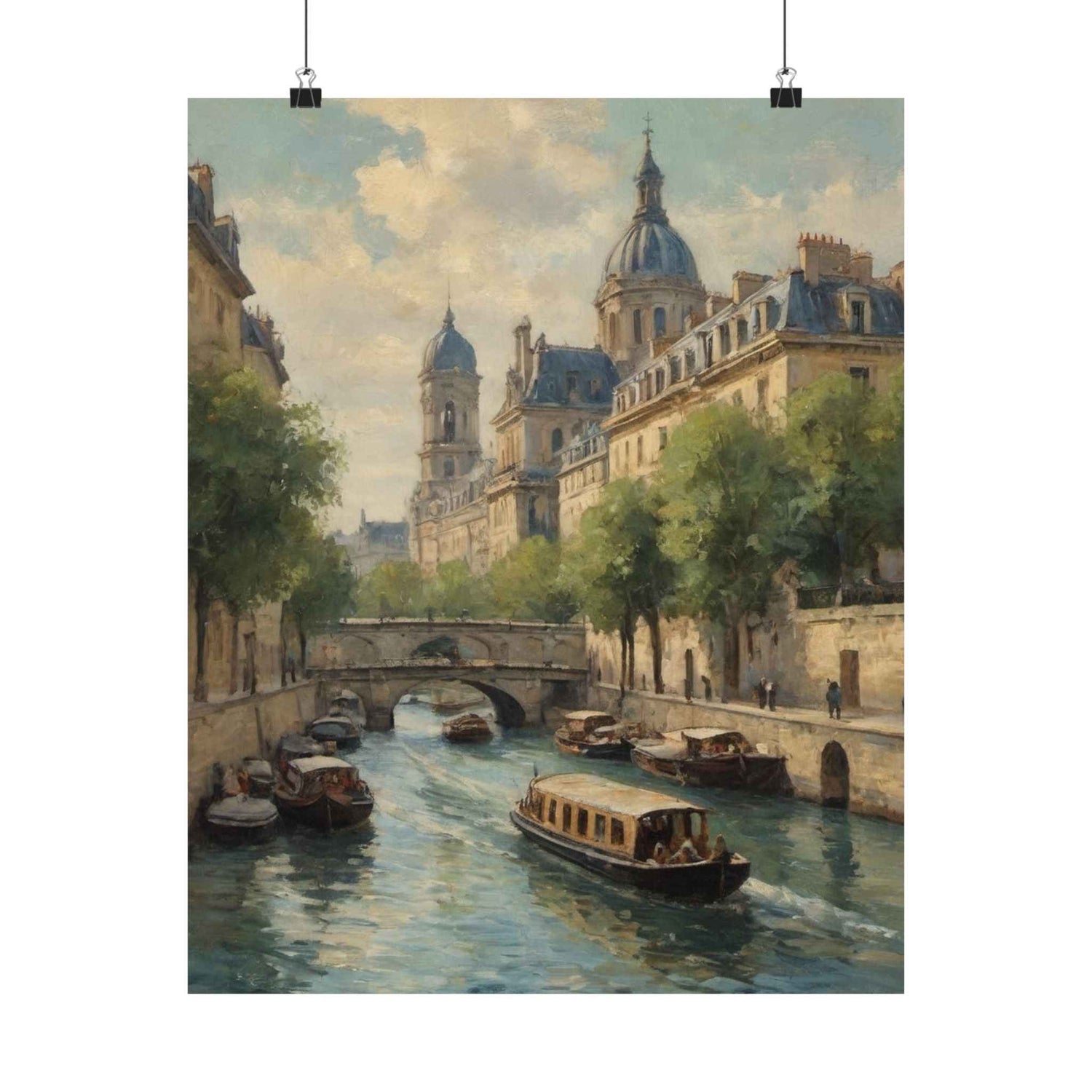 Paris Riverboat Matte Poster — Vintage European Cityscape Wall Art - AquilVision